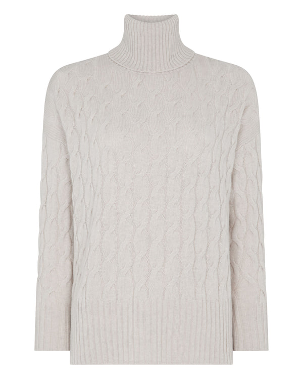 Women's Emmie Relaxed Cable Roll Neck Cashmere Jumper 2