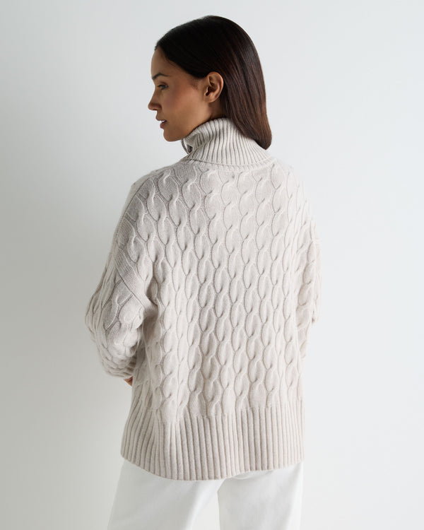 Women's Emmie Relaxed Cable Roll Neck Cashmere Jumper 4