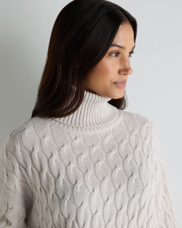 Women's Emmie Relaxed Cable Roll Neck Cashmere Jumper 5