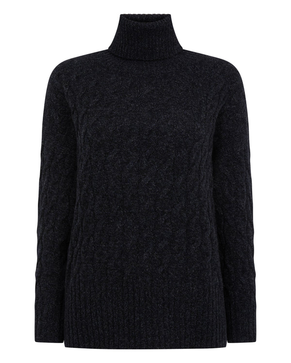Women's Emmie Relaxed Cable Roll Neck Cashmere Jumper 2