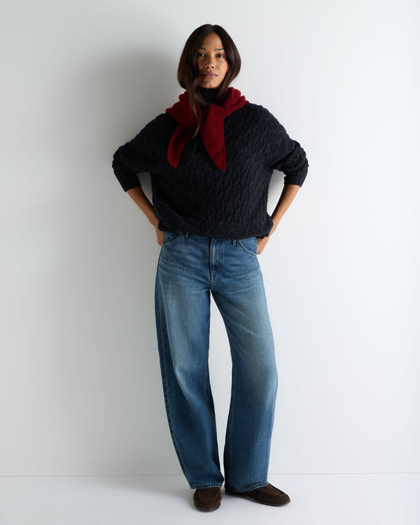 Women's Emmie Relaxed Cable Roll Neck Cashmere Jumper 3