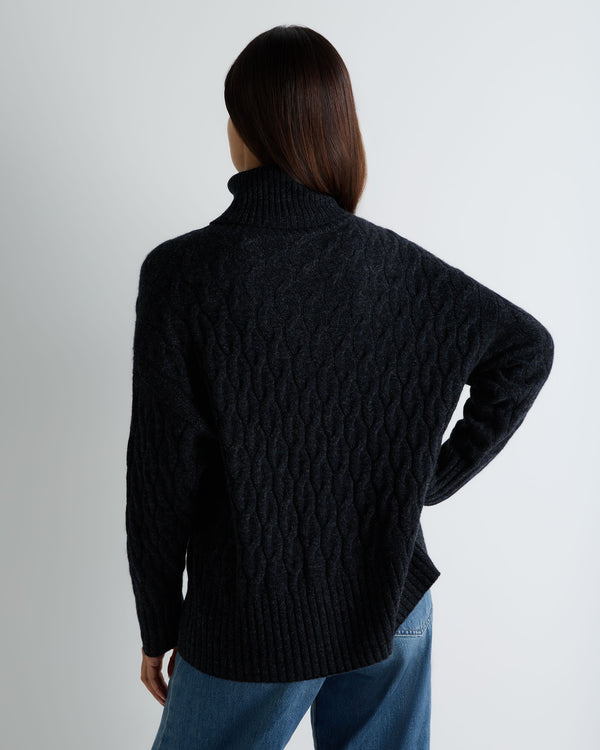 Women's Emmie Relaxed Cable Roll Neck Cashmere Jumper 4