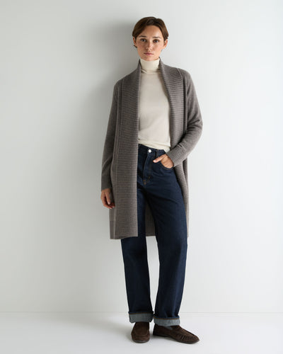 Women's Abbey Cashmere Cardigan Wood Smoke Brown
