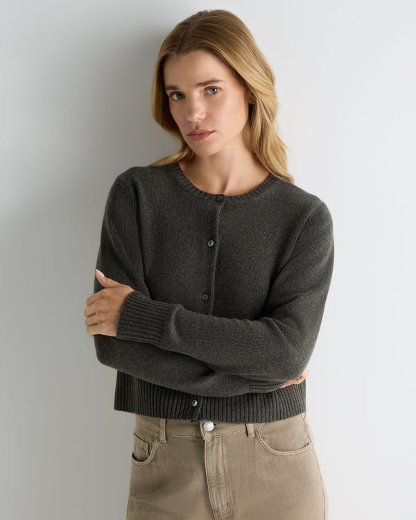Women's Chunky Crop Cashmere Cardigan  1