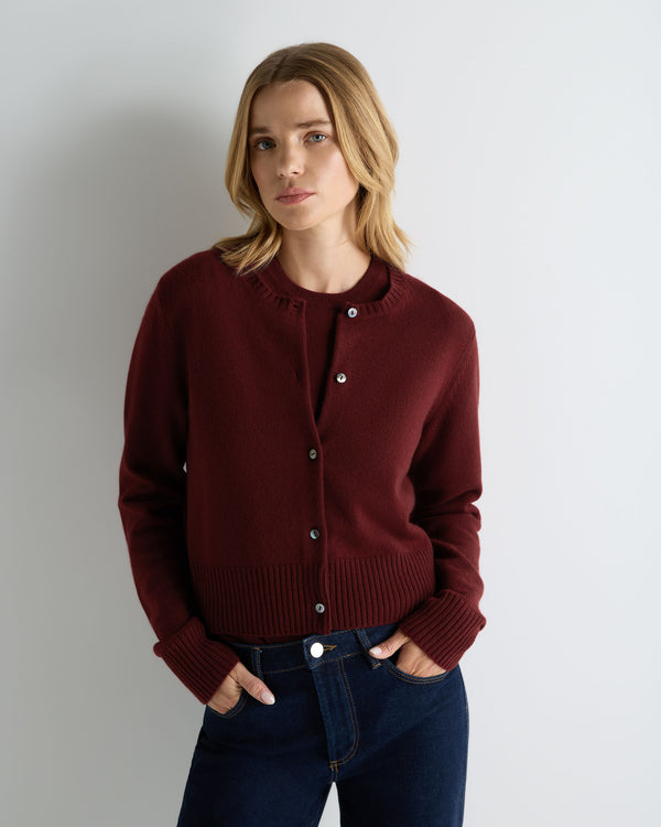 Women's Chunky Crop Cashmere Cardigan 1