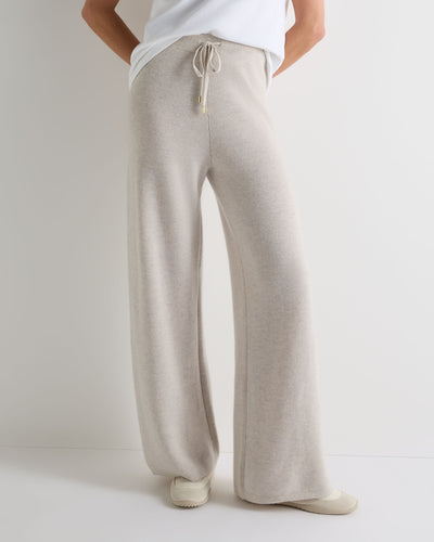 N.Peal Women's Honeycomb Knit Cashmere Trouser Pebble Grey