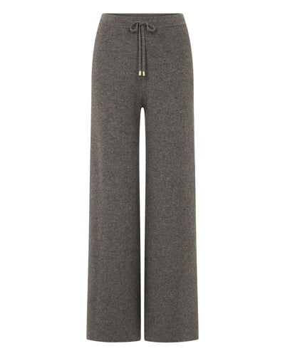 N.Peal Women's Honeycomb Knit Cashmere Trouser Wood Smoke Brown