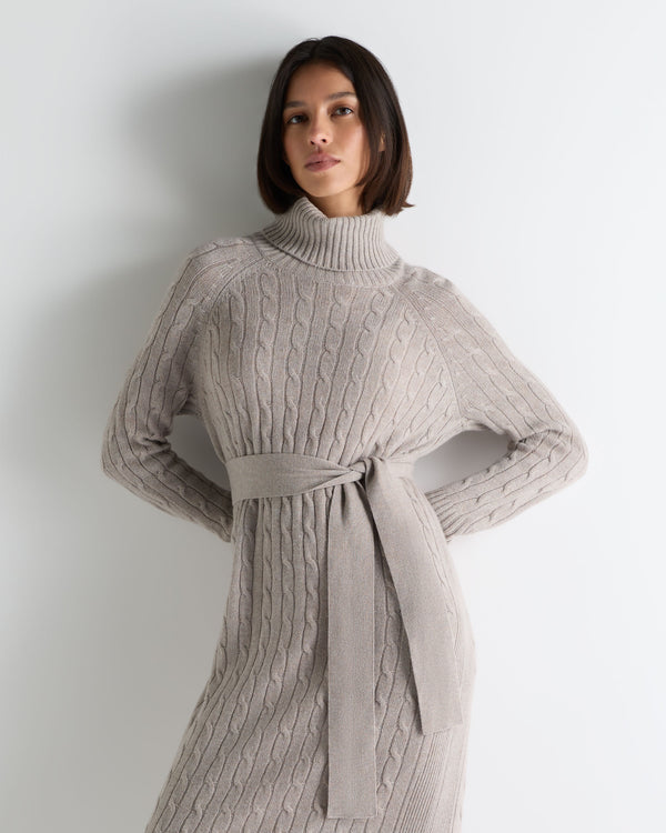 Women's Longline Cable Cashmere Dress 5