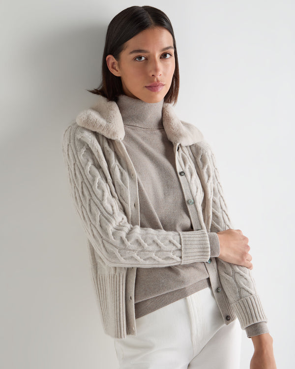 Women's Myla Fur Collar Cashmere Cardigan 1