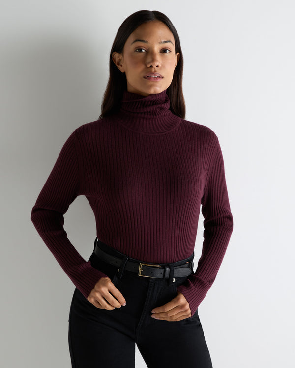 Women's Superfine Cashmere Ribbed Roll Neck Jumper 1