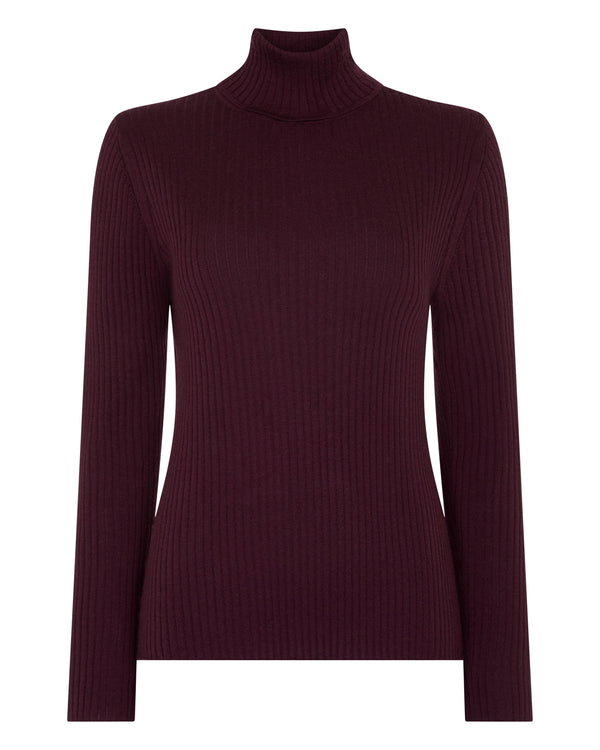 Women's Superfine Cashmere Ribbed Roll Neck Jumper 2