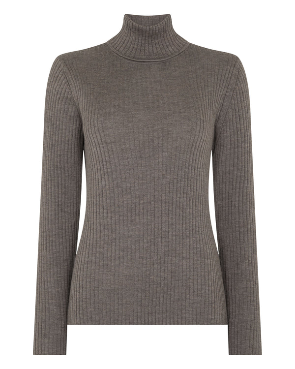 Women's Superfine Cashmere Ribbed Roll Neck Jumper 2