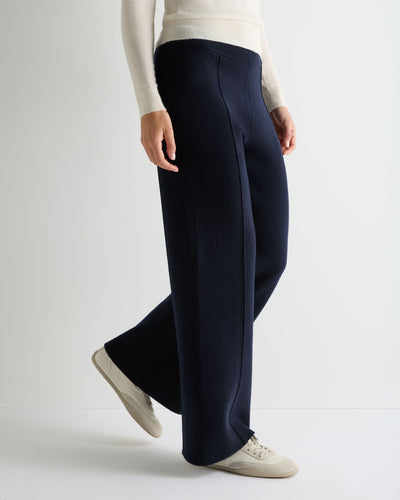 Women's Double Face Trousers Navy Blue