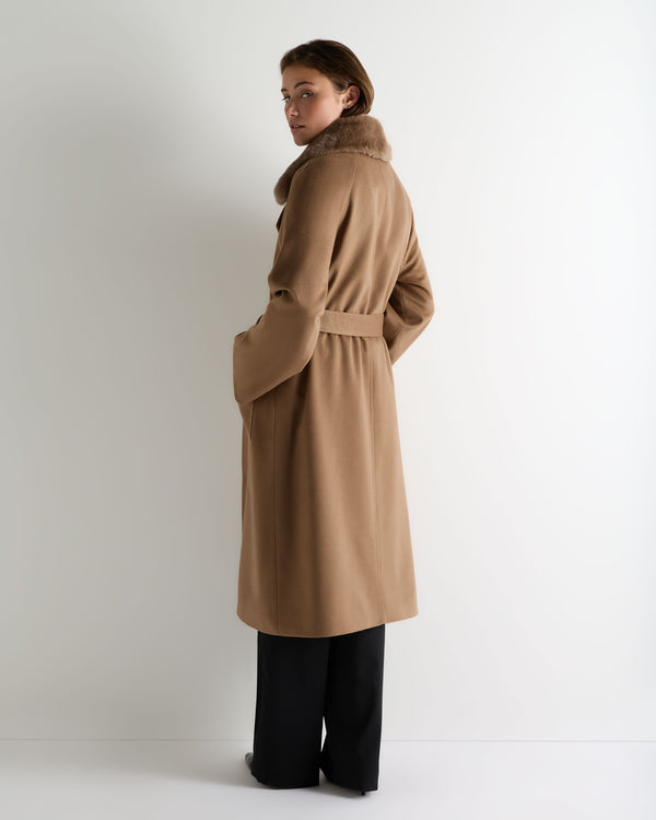 Women's Longline City Coat With Fur Trim 5