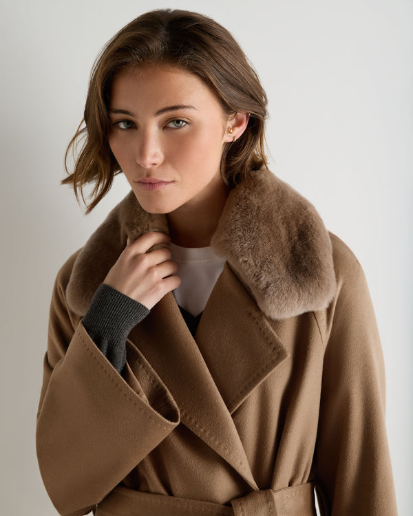 Women's Longline City Coat With Fur Trim 6