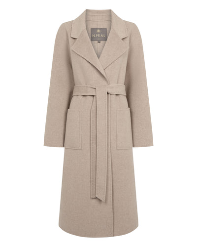 N.Peal Women's Longline Woven Coat Light Beige Brown