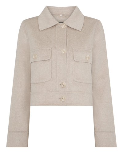 N.Peal Women's Rosie Fur Collared Jacket Beige Brown