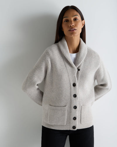 N.Peal Women's Kensington Cashmere Cardigan Cashmere Grey Melange