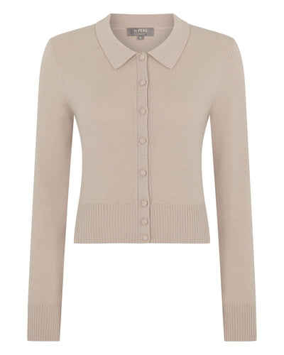 N.Peal Women's Thea Collared Cashmere Cardigan Cashew Brown