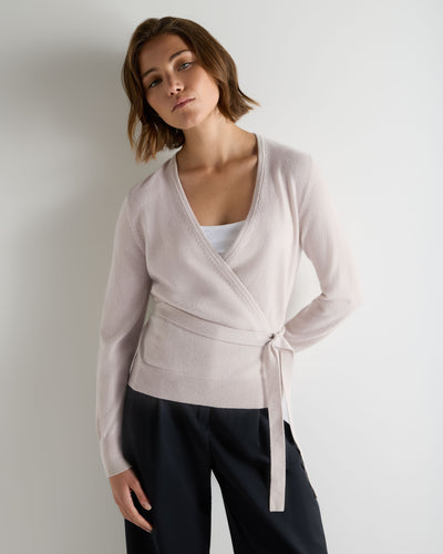 N.Peal Women's Arabella Wrap Cashmere Cardigan Snow Grey