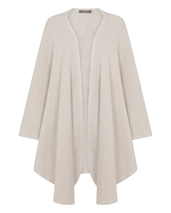N.Peal Women's Herringbone Cashmere Cape Sand Brown