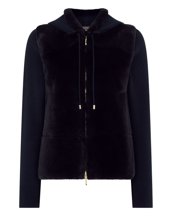 Women's Honeycomb Fur Trim Cashmere Hoodie 2