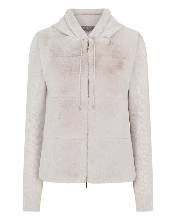 Women's Honeycomb Fur Trim Cashmere Hoodie 2