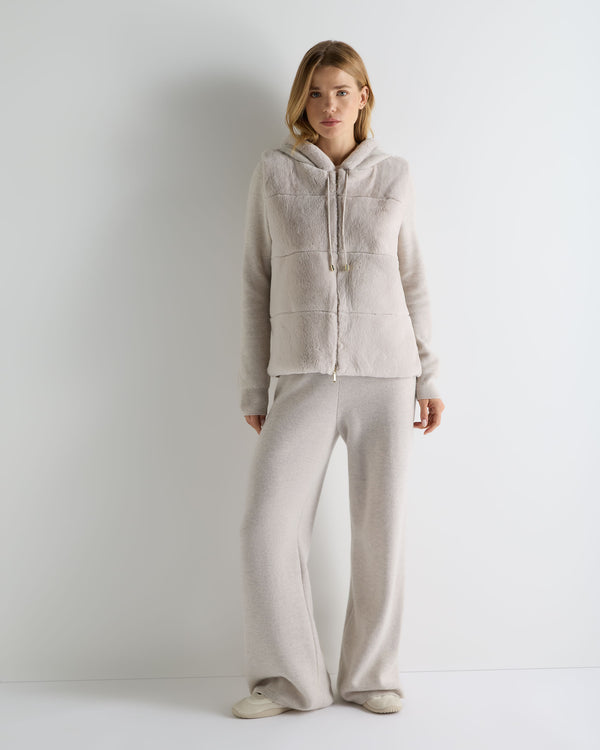 Women's Honeycomb Fur Trim Cashmere Hoodie 3