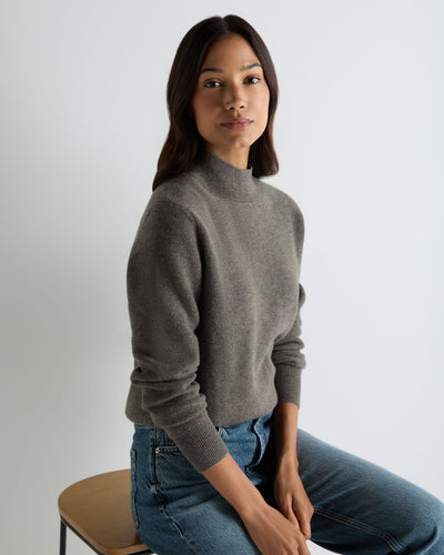 N.Peal Women's Honeycomb Knit Cashmere Jumper Wood Smoke Brown