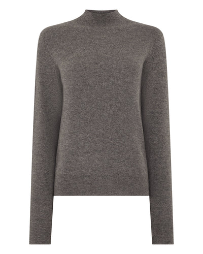 N.Peal Women's Honeycomb Knit Cashmere Jumper Wood Smoke Brown