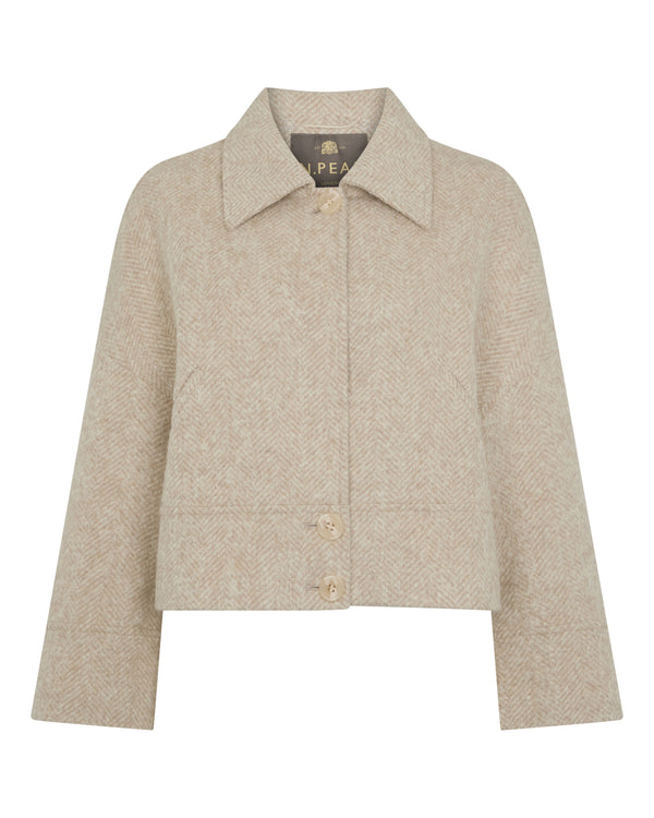 Women's Herringbone Jacket With Rex Fur Collar 2