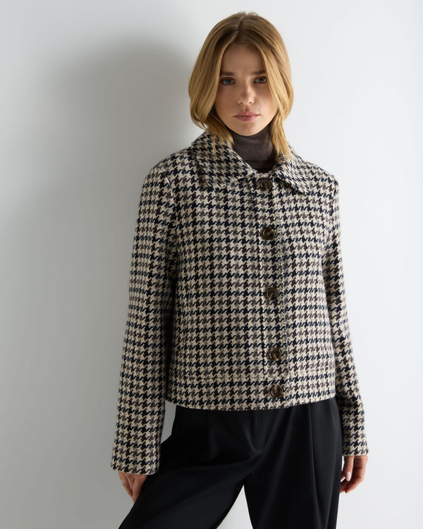 Women's Icon Dogtooth City Jacket With Fur Collar 6