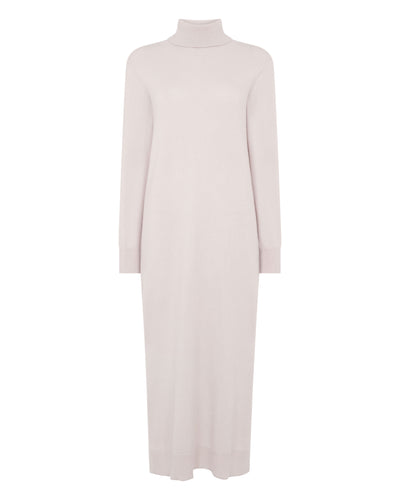 N.Peal Women's Roll Neck Cashmere Jumper Dress Snow Grey