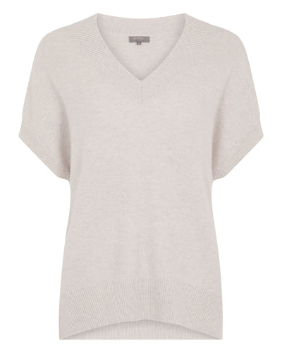N.Peal Women's Honeycomb Sleeveless Cashmere Jumper Pebble Grey