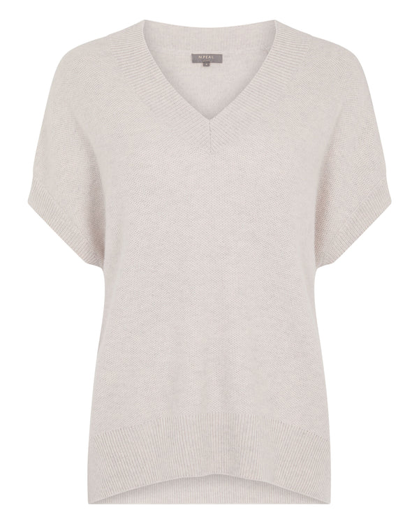 N.Peal Women's Honeycomb Sleeveless Cashmere Jumper Pebble Grey