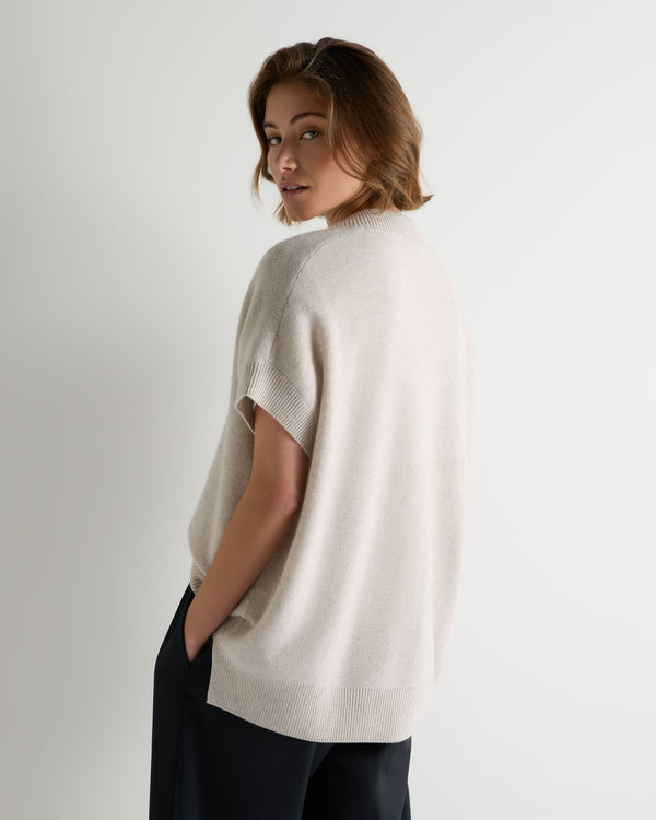N.Peal Women's Honeycomb Sleeveless Cashmere Jumper Pebble Grey