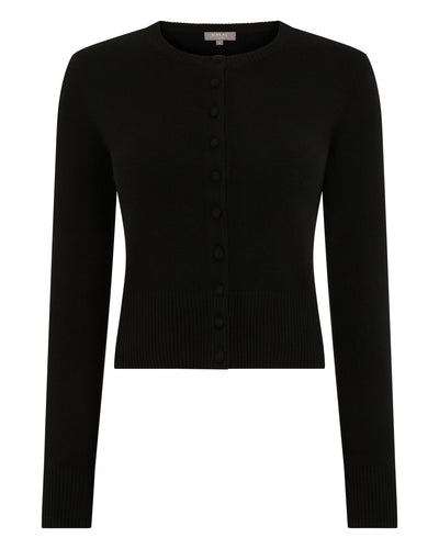 N.Peal Women's Covered Button Cashmere Cardigan Black