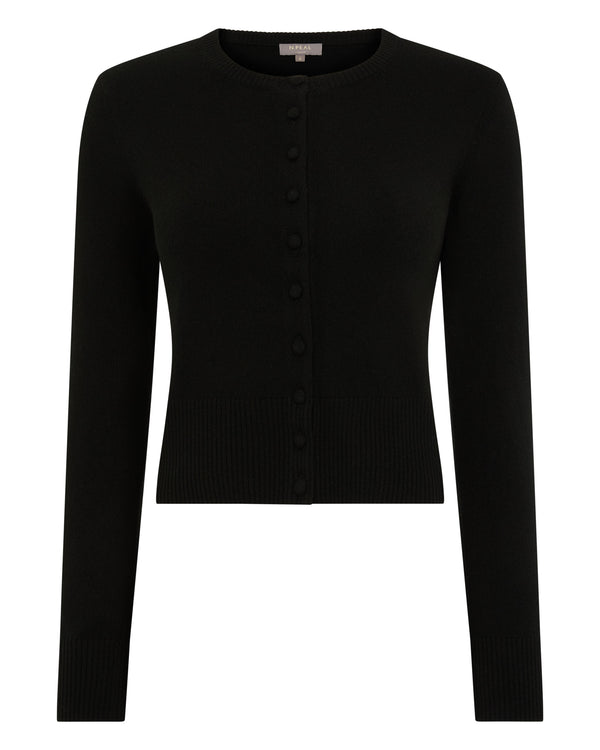 Women's Covered Button Cashmere Cardigan 2