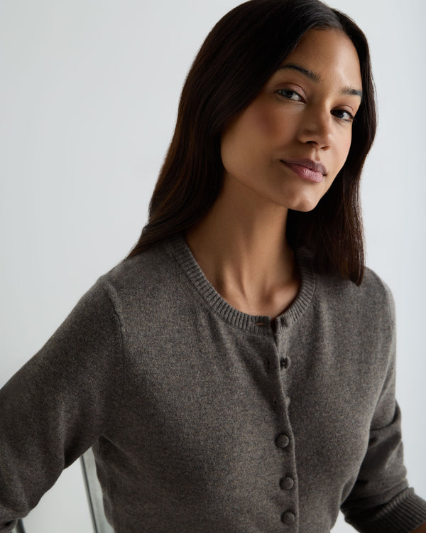 Women's Covered Button Cashmere Cardigan 5