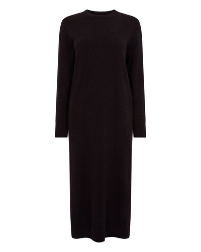 N.Peal Women's Round Neck Cashmere Jumper Dress Cocoa Brown
