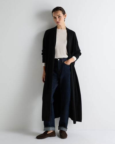 N.Peal Women's Maxi Cashmere Cardigan Black