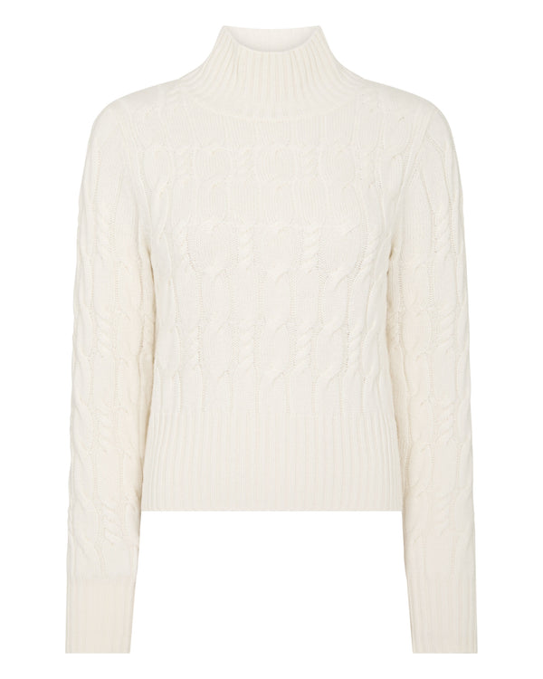 Women's Cable Knit Funnel Neck Cashmere Jumper 2