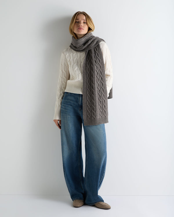 Women's Cable Knit Funnel Neck Cashmere Jumper 3