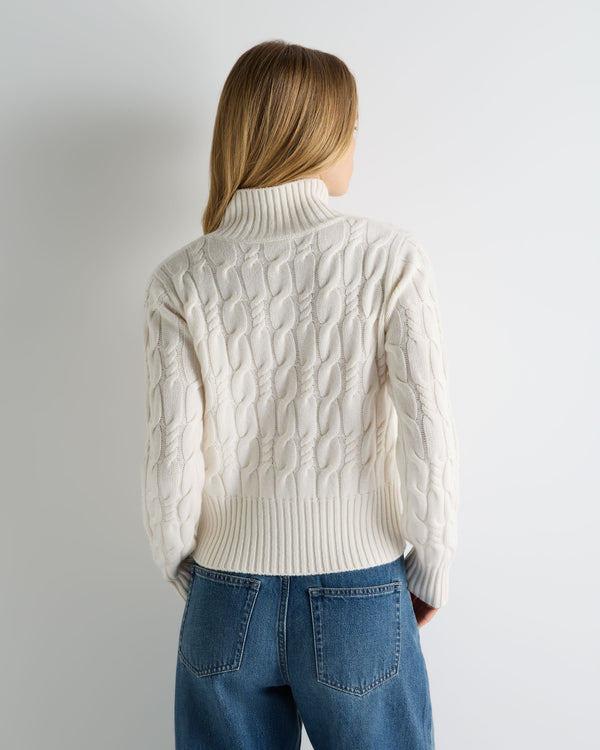 Women's Cable Knit Funnel Neck Cashmere Jumper 4