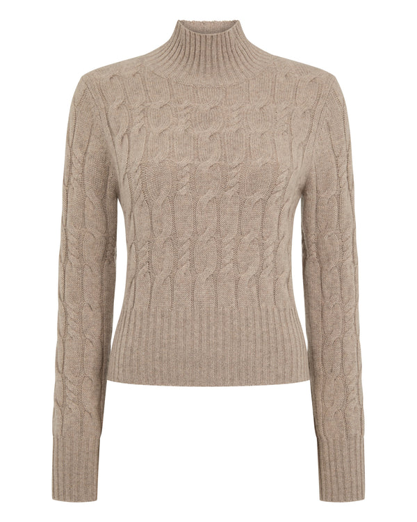 Women's Cable Knit Funnel Neck Cashmere Jumper 2
