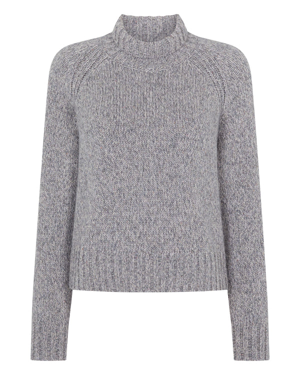 Women's Funnel Neck Melange Cashmere Jumper With Lurex 2