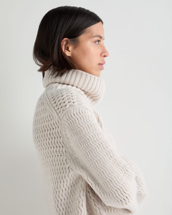 Women's Cashmere Chevron Roll Neck Cashmere Jumper With Lurex 5