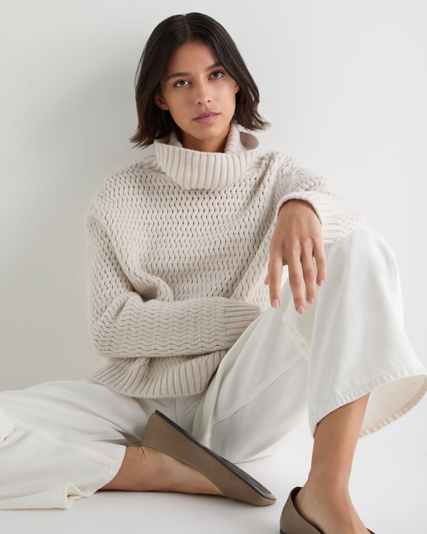 Women's Cashmere Chevron Roll Neck Cashmere Jumper With Lurex 6