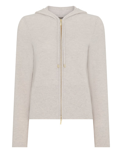 N.Peal Women's Honeycomb Zipper Cashmere Hoodie Pebble Grey