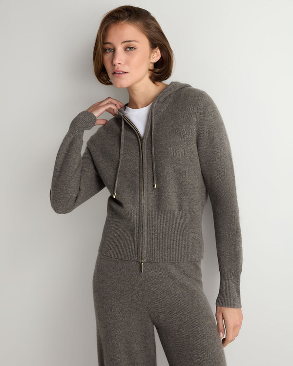 Women's Honeycomb Zipper Cashmere Hoodie 1
